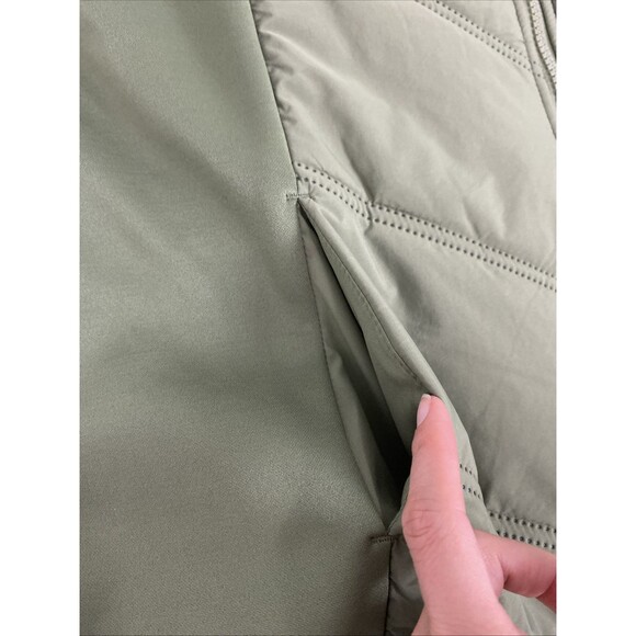 AVIA Fleece Vest Size L Green Olive Full Zip Pockets Mock Neck Sleevless - Picture 8 of 12